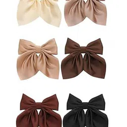 Starvis Women Set of 6 Satin Brown Bow Clips-picture-22