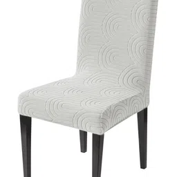 HOUSE OF QUIRK Set Of 4 Grey Jacquard 220 GSM Stretchable Chair Covers image 5