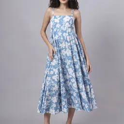 KALINI Floral Print Fit & Flare Midi Dress-picture-11