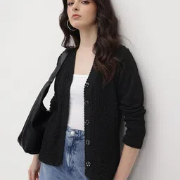 The Roadster Life Co Self Design Geometric Design Woollen Cardigan-image-58