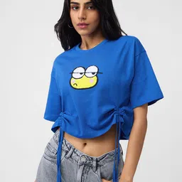 The Souled Store Women Typography Hello Kitty Printed Drop-Shoulder Sleeves T-shirt-image-71
