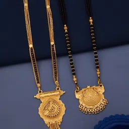 Bhanu diam Gold-Plated & Black Brass Mangalsutra-picture-27