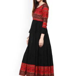 Ives Women Red & Black Anarkali Kurta image 4