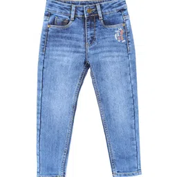 UNDER FOURTEEN ONLY Girls Slim Fit Mid-Rise Clean Look Heavy Fade Jeans-picture-23