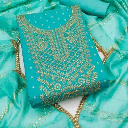 SWARNGANGA TEX Floral Embroidered Sequinned Chanderi Unstitched Dress Material-image-63