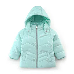 Babyhug Full Sleeves Hoodie with Butterfly Foil Print - Aqua-picture-12