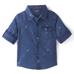 INFINITY Denim Woven Full Sleeves Abstract Printed Shirt - Blue-picture-27