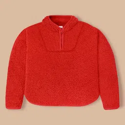 Cherry Crumble By Nitt Hyman Knit Full Sleeves Textured Light Winter High Neck Sweatshirt - Red-picture-20