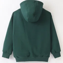 Little Kangaroos Full Sleeves Solid Fleece Hooded Sweat Jacket with Pockets - Green image 2