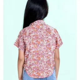 Kiddopanti Rayon Woven Half Sleeves Floral Printed Shirt Style Top - Multi Colour image 3