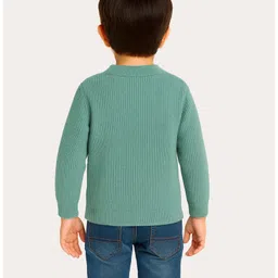 KUCHIPOO Fleece Knit Full Sleeves Textured Sweater - Aqua Green image 3