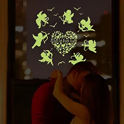 INDIAN ROYALS Green Waterproof Radium Love Angles Glow In Dark Wall Sticker-picture-11