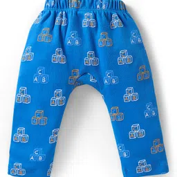 Babyhug Interlock Knit Full Length Diaper Legging Stripes & Star Print Pack of 3 - Yellow White & Blue image 5