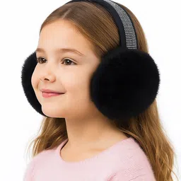 SYGA Winter Plush Earmuffs with Rhinestone Headband, Warm Cozy Ear Protection for Women & Girls (White) - Diameter 14 cm image 5