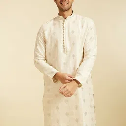 Diwas by Manyavar Ethnic Motifs Printed Mandarin Collar Thread Work Straight Kurta image 5