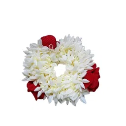 Matra Hair Gajra Mogra Rose Scrunchie - Scented Artificial Flower Bun Juda Hair Band image 2