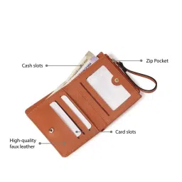 fastrack accessories Fastrack Tan Colour-Blocked Wallet with Wristlet image 3