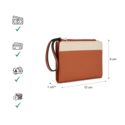 fastrack accessories Fastrack Tan Colour-Blocked Wallet with Wristlet image 4
