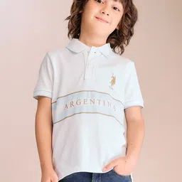 U.S. Polo Assn. Kids Boys Typography Printed Polo Collar Pure Cotton T-shirt-picture-35