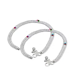 Crazy Fashion Silver Anklet Pack Of 2 image 2