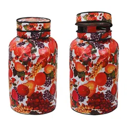 HOMESTIC 2Pcs White & Red Printed Dust-Proof Cylinder Cover With Zip Closure image 3