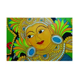Inephos Green And Blue Kerala Mural Printed Canvas Wall Art-image-10