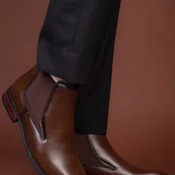 Roadster Men Brown Leather Chelsea Boots-picture-14