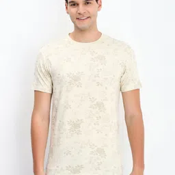 Allen Solly Men Floral Printed Round Neck Cotton Slim Fit T-shirt-picture-32