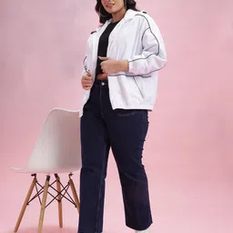 DressBerry Curve Hooded Bomber Jacket with Contrast Piping image 2