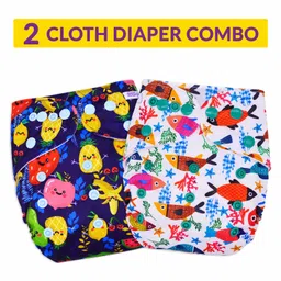 Bembika Reusable Cloth Diaper Fruit & Fish Print Set of 2 - Multicolor-image-77