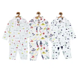 The Mom Store Combo Of 3 Full Sleeves City Drive Print Night Suit  - Multicolor-picture-10