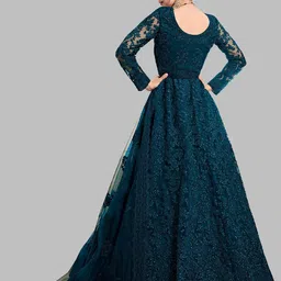 JULEE Women Embroidered Net Gown Maxi Dress With Dupatta image 2