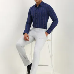 Allen Solly Men Spread Collar Tartan Checked Cotton Slim Fit Formal Shirt image 5