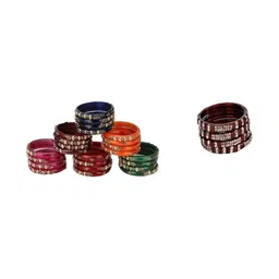 SOMIL Set Of 28 Artificial Stones Studded & Beaded Glass Bangles-picture-20