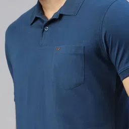 ZEDD Men Solid Polo Collar Cotton T-shirt image 2