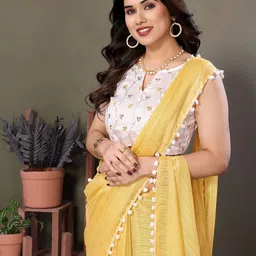 Anouk Striped Embroidered Saree image 4