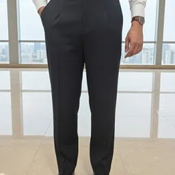 COVZ Men Comfort Slim Fit Mid-Rise Easy Wash Pleated Formal Trousers-picture-21