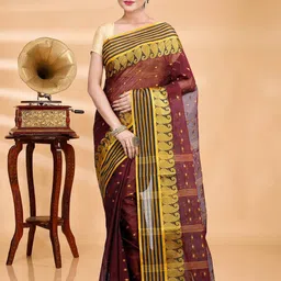 SRILOK Woven Design Zari Pure Cotton Taant Saree-picture-35