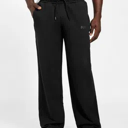 GUESS Men Solid Pure Cotton Regular Fit Mid-Rise Track-Pants-image-5