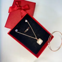 KALAFICIAL Rose Gold Plated Artificial Stones Jewellery Set image 1