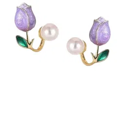 PASU FASHION Artificial Beaded Floral Shaped Studs image 2