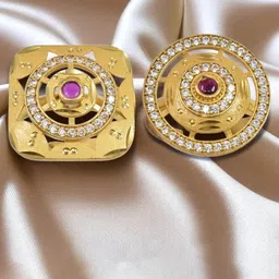 MEIRA JEWELLERY Set Of 2 Gold-Plated American Diamond-Studded Adjustable Finger Ring-picture-13