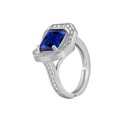 GIVA 925 Silver Rhodium-Plated CZ-Studded Oceanic Beauty Adjustable Finger Ring image 2