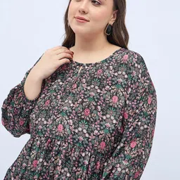 ANJIR Women Floral Printed Tie-Up Neck Empire Regular Top image 4