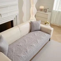 HOMETHREADS Grey & Grey Embroidered Sofa Cover-picture-17