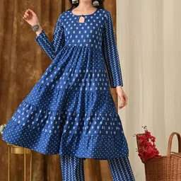 KAMODIAZ Women Printed Pure Cotton Kurta with Trousers & Dupatta image 2