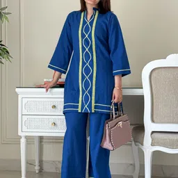 MARIONETTEFASHION Embroidered Pure Cotton Tunic & Trousers Co-Ords-picture-11