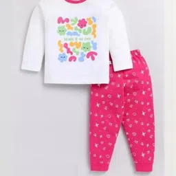 MUSNAH GARMENTS Kids Pink Printed T-shirt With Pyjamas-image-94
