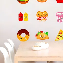 LANSTICK Red & Yellow Junk Foods Printed Wall Stcikers image 4