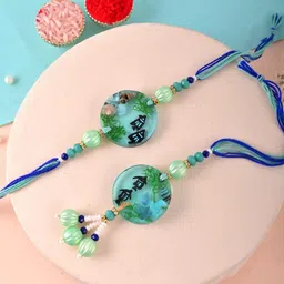 Aapno Rajasthan Scenic Nature-Inspired Resin Beaded Bhaiya Bhabhi Rakhi-picture-19